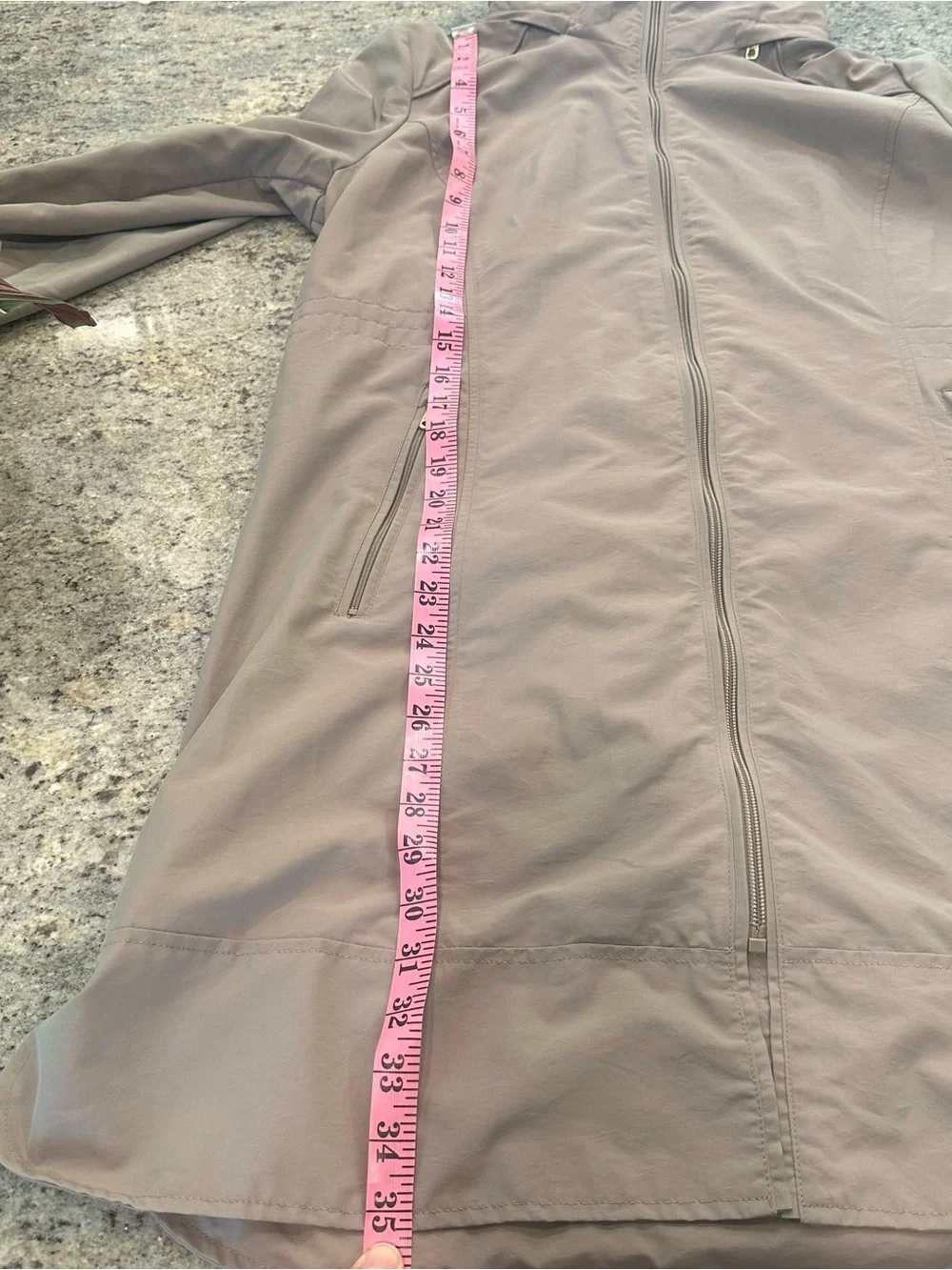 Cole Haan Light Tan Hooded Zip-Front Trench Coat